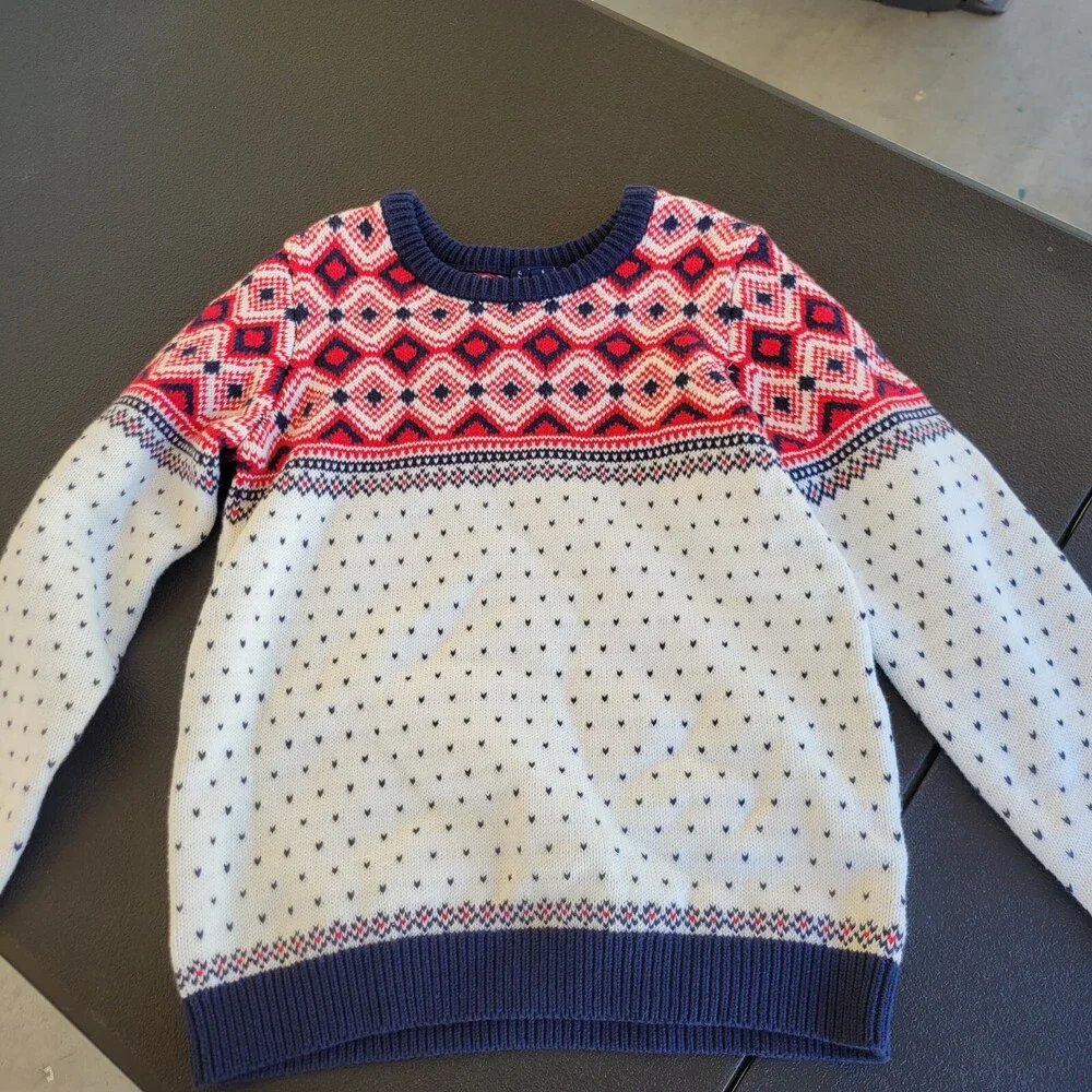 Janie & Jack Fair Isle Knit Winter Holiday Christmas boys Sweater  Size 8